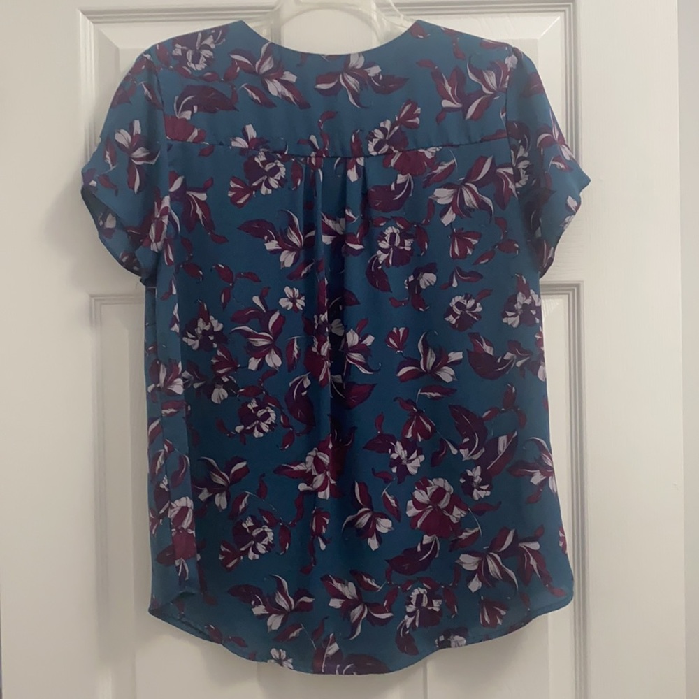 41 Hawthorn Teal and Purple Floral Blouse - Picture 3 of 3